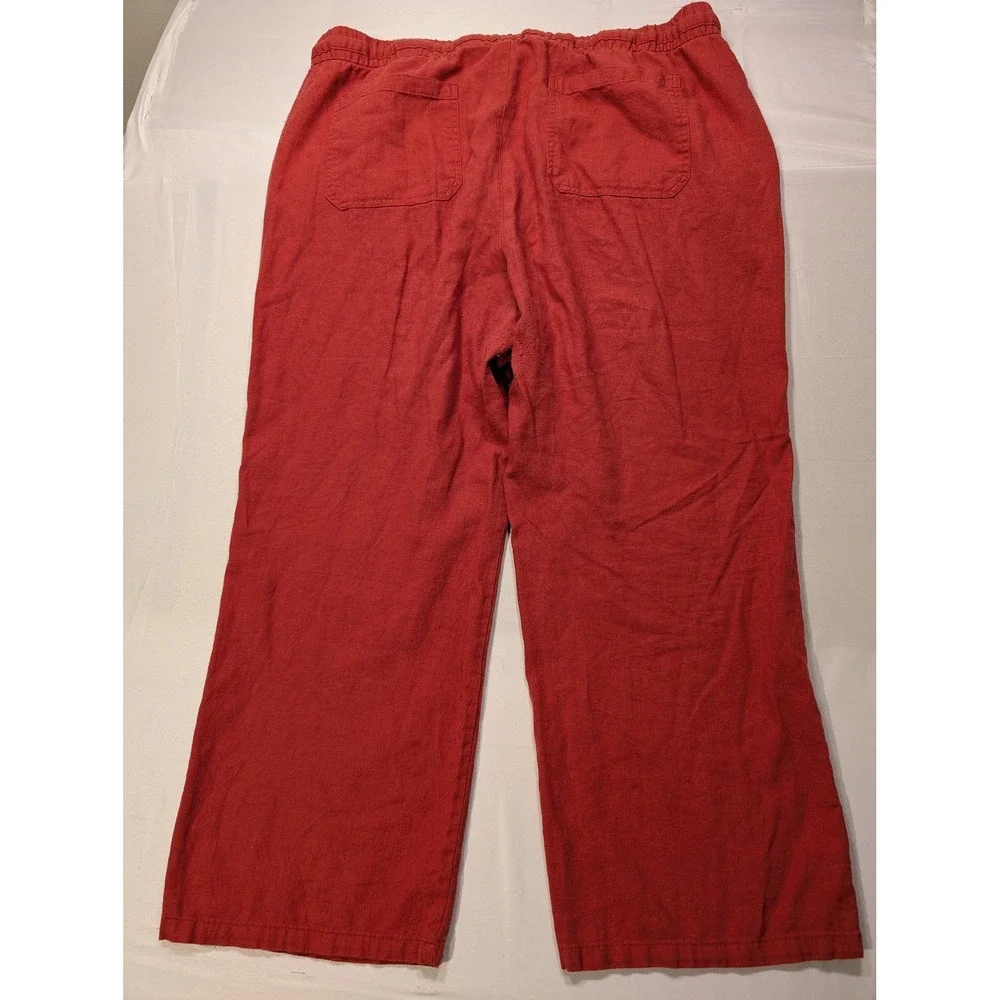 Old Navy Mens XL Red Linen Blend Drawstring Elastic Waist Straight Leg Pants - Picture 8 of 11